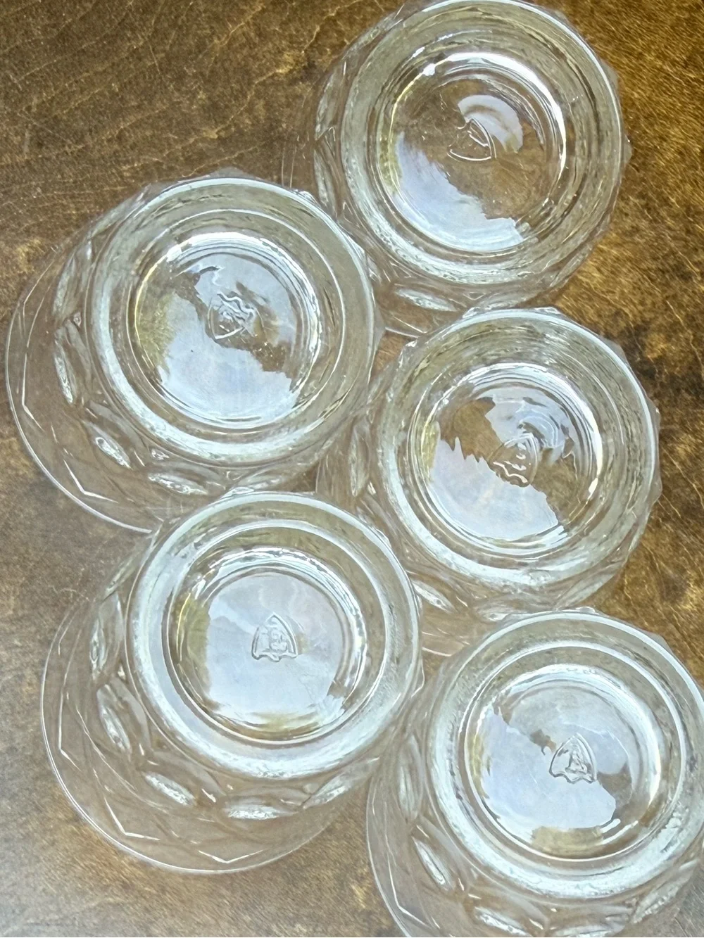 Vintage Federal Shot Glasses Diamond Pattern set 5 MCM Barware